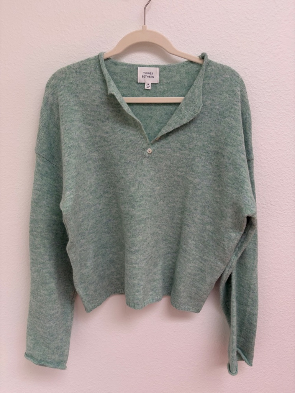 Things/Between Mint Cowl-Neck Knit Pullover